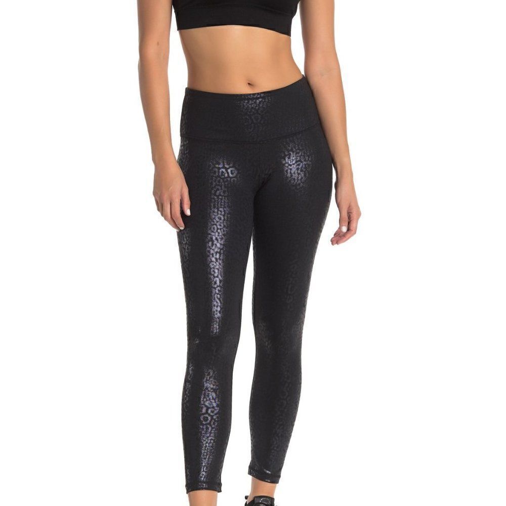 Z By Zella Faux Leather Black Embossed Jeggings Large